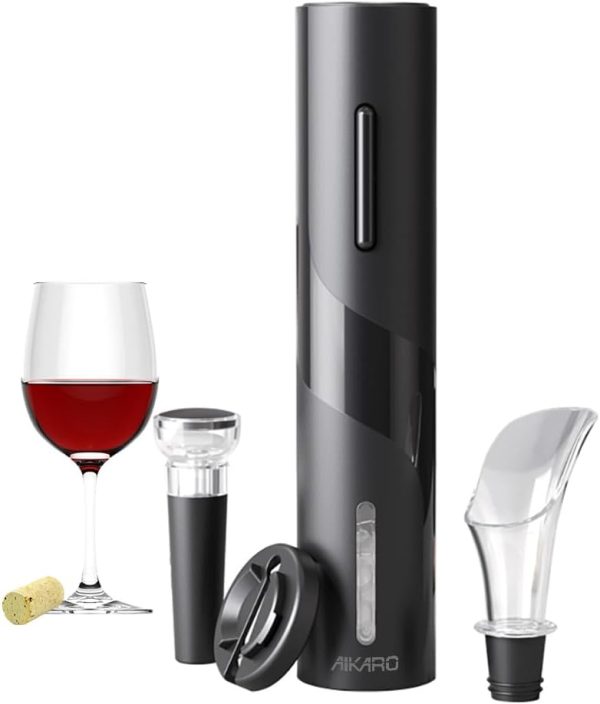 AIKARO Elektrischer Korkenzieher Wein öffner Weinflaschenöffner Automatischer Flaschenöffner, Batteriebetrieben (Set) 1