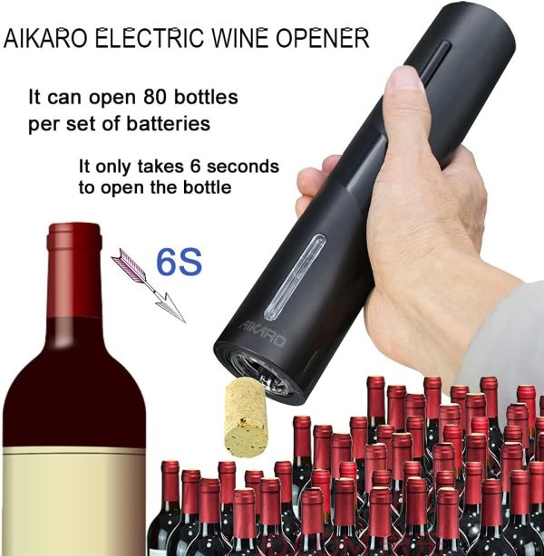 AIKARO Elektrischer Korkenzieher Wein öffner Weinflaschenöffner Automatischer Flaschenöffner, Batteriebetrieben (Set) 2