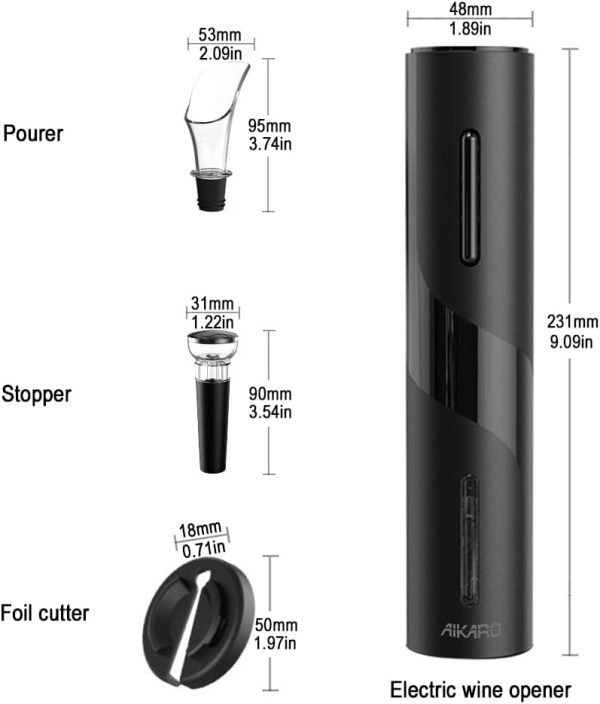 AIKARO Elektrischer Korkenzieher Wein öffner Weinflaschenöffner Automatischer Flaschenöffner, Batteriebetrieben (Set) 7