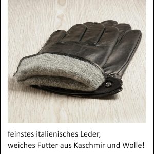 AKAROA ESTD 2019 Lederhandschuhe Herren TIM, Touchscreen Funktion, italienisches Leder, recyceltes Strickfutter aus 50% Kaschmir und 50% Wolle, 5 Größen S - XXL 11