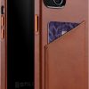 STILGUT Cover kompatibel mit iPhone 13 Hülle mit Kartenfach, Case aus Leder, Kartenhülle - Cognac Nappa 11