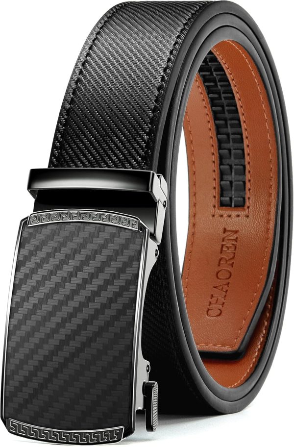 CHAOREN Gürtel Herren, Automatik Ledergürtel Herren Ratsche für Herren Business Anzug, 35mm Gürtel ohne Löcher, Größe Angepasst 1