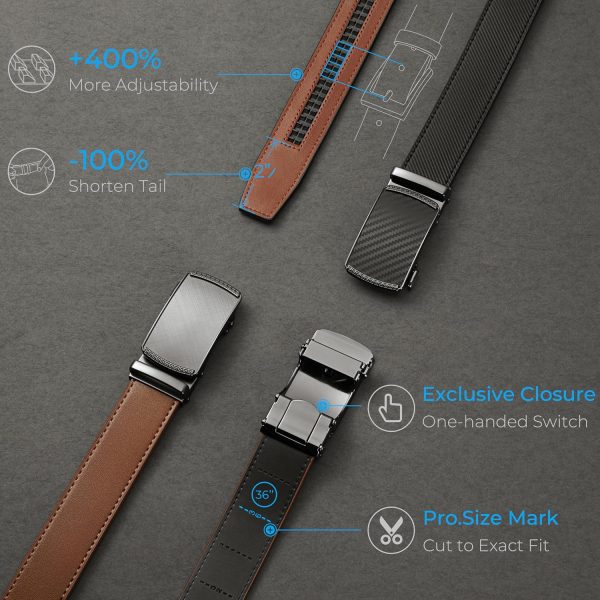 CHAOREN Gürtel Herren, Automatik Ledergürtel Herren Ratsche für Herren Business Anzug, 35mm Gürtel ohne Löcher, Größe Angepasst 2