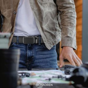 CHAOREN Gürtel Herren, Automatik Ledergürtel Herren Ratsche für Herren Business Anzug, 35mm Gürtel ohne Löcher, Größe Angepasst 12