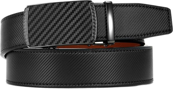 CHAOREN Gürtel Herren, Automatik Ledergürtel Herren Ratsche für Herren Business Anzug, 35mm Gürtel ohne Löcher, Größe Angepasst 5