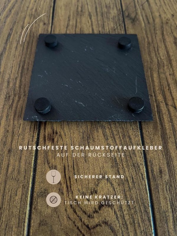 Schiefer Untersetzer Set (4 STK.) mit Weinsprüchen - Weinuntersetzer aus Schiefer für Weinfans | Wein Geschenk | Geschenkidee Weinliebhaber Wein Zubehör (Deutsche Sprüche) 8