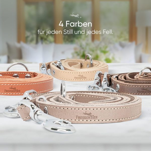 FREUDENTIER Hundeleine aus zertifiziertem Leder 2m, 3-Fach verstellbare Führleine, liebevoll in Holland produziert, hochwertig und stilvoll, Amstelpark Kollektion (Cognac, 20mm breit) 6