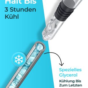 Brendo Weinkühler 4-in-1 Weinkühlstab Edelstahl I Flaschenkühler 2 Längen Weinkühlstäbe + Weinausgießer + Dekanter + Flaschenverschluss I Wein-Geschenk-Set Männer Frauen, Wein-Zubehör, Geschenkidee 17