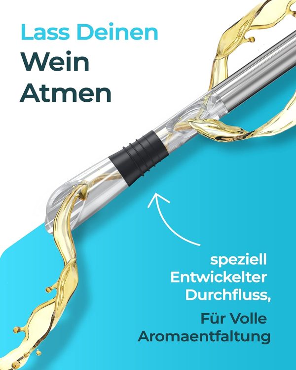 Brendo Weinkühler 4-in-1 Weinkühlstab Edelstahl I Flaschenkühler 2 Längen Weinkühlstäbe + Weinausgießer + Dekanter + Flaschenverschluss I Wein-Geschenk-Set Männer Frauen, Wein-Zubehör, Geschenkidee 7