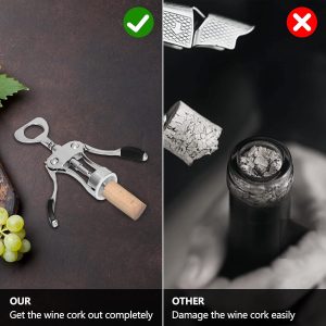 Gvolatee Korkenzieher Wein Winged mit Spiralschraube,weinöffner aus Zinklegierung mit Weinverschluss und Weinausgießer Multifunktions für Korken und Kappen, flaschenöffner für Familien, Bars, Silber 22