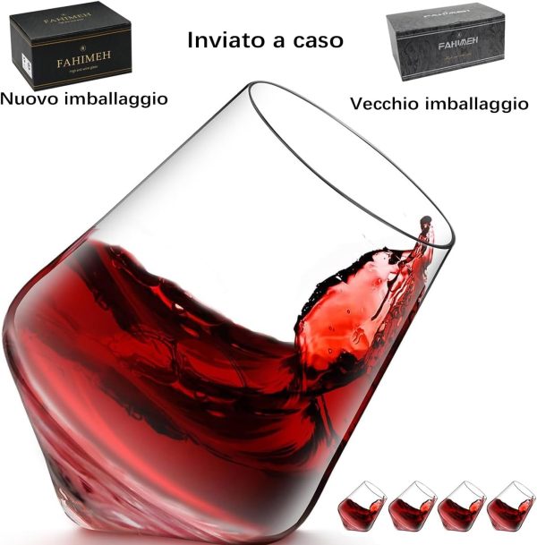 FAHIMEH Rum GläSer, Rotating Whisky Cognac Whiskey GläSer Ohne Stiel Wackelgläser Tasting Weinglas Kristall Tumbler Likörgläser Gin Glas, Personalisiert Männer Geschenke 4er set, 300ml 2
