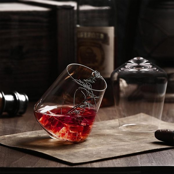FAHIMEH Rum GläSer, Rotating Whisky Cognac Whiskey GläSer Ohne Stiel Wackelgläser Tasting Weinglas Kristall Tumbler Likörgläser Gin Glas, Personalisiert Männer Geschenke 4er set, 300ml 4