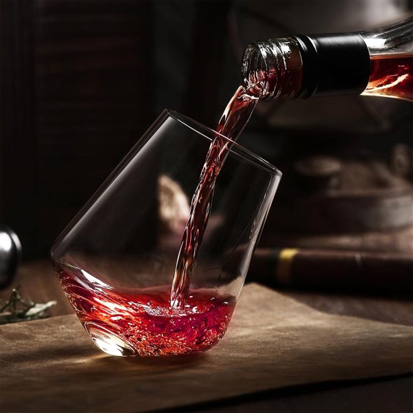 FAHIMEH Rum GläSer, Rotating Whisky Cognac Whiskey GläSer Ohne Stiel Wackelgläser Tasting Weinglas Kristall Tumbler Likörgläser Gin Glas, Personalisiert Männer Geschenke 4er set, 300ml 5