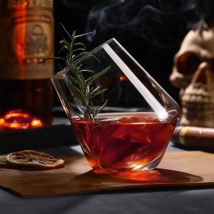 FAHIMEH Rum GläSer, Rotating Whisky Cognac Whiskey GläSer Ohne Stiel Wackelgläser Tasting Weinglas Kristall Tumbler Likörgläser Gin Glas, Personalisiert Männer Geschenke 4er set, 300ml 18