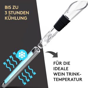 SilverRack Weinkühler Stab mit Ausgießer - Kühlstab für Weinflaschen aus Edelstahl - Wine Chiller Stick - Weinkühlstab Geschenkset - Weinstab Kühler mit Weinausgießer Set - Flaschenkühler 14