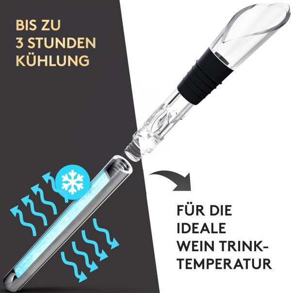 SilverRack Weinkühler Stab mit Ausgießer - Kühlstab für Weinflaschen aus Edelstahl - Wine Chiller Stick - Weinkühlstab Geschenkset - Weinstab Kühler mit Weinausgießer Set - Flaschenkühler 5