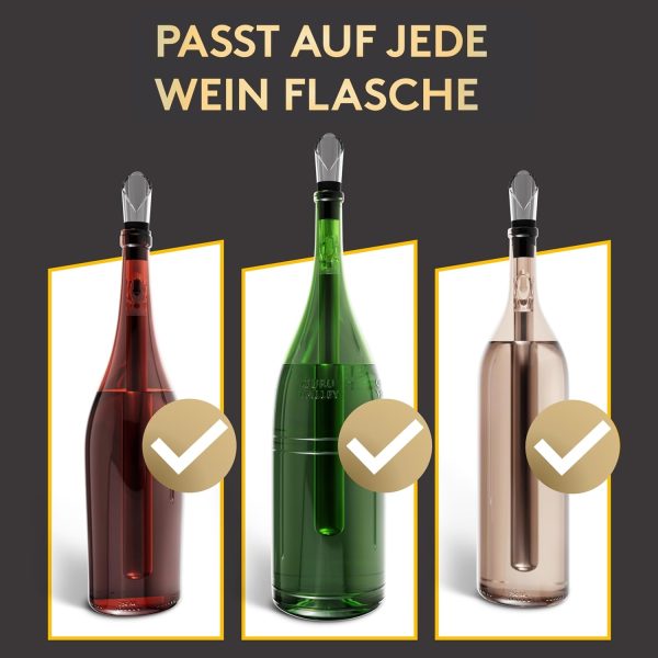 SilverRack Weinkühler Stab mit Ausgießer - Kühlstab für Weinflaschen aus Edelstahl - Wine Chiller Stick - Weinkühlstab Geschenkset - Weinstab Kühler mit Weinausgießer Set - Flaschenkühler 6