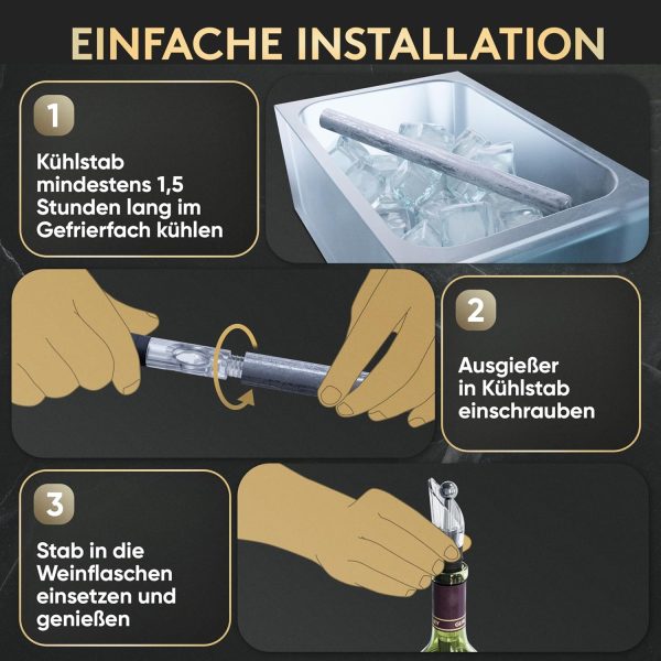 SilverRack Weinkühler Stab mit Ausgießer - Kühlstab für Weinflaschen aus Edelstahl - Wine Chiller Stick - Weinkühlstab Geschenkset - Weinstab Kühler mit Weinausgießer Set - Flaschenkühler 7