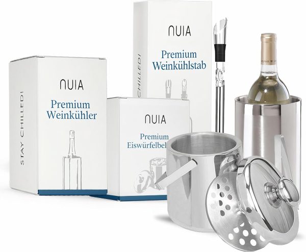 NUIA® Premium Weinkühlstab Geschenkset - Elegantes Geschenk für Weinliebhaber - Passend für jede Flaschengröße - 2x Weinkühlstäbe mit Ausgießer und Verschluss - Weinkühler Stab mit effektiver Kühlung 7