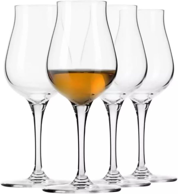 Krosno Brandy Cognac Snifter Gläser Rum Verkostung Geschenk-Set | Set von 4 | 110 ML | AVANTE GARDE Kollektion | | Perfekt für Zuhause, Restaurants und Küche Set | Spülmaschinenfest Whiskey Glas 1
