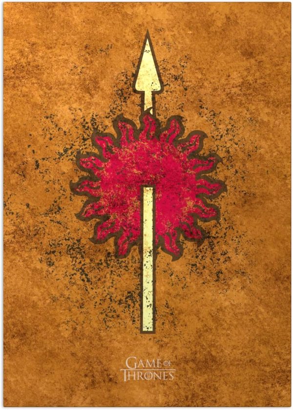 Displate - Poster aus Metall - Einfache Montage ohne Bohren - Game of Thrones - Dark Sigils - Martell Dark Sigil - Größe M - 32x45cm Matt 1