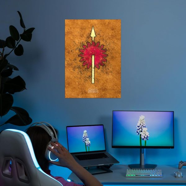 Displate - Poster aus Metall - Einfache Montage ohne Bohren - Game of Thrones - Dark Sigils - Martell Dark Sigil - Größe M - 32x45cm Matt 7