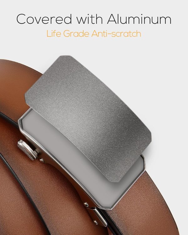 CHAOREN Automatik Gürtel Herren, Ledergürtel Ratsche für Herren Business Anzug, 35mm Breit Gürtel, Größe Angepasst 3