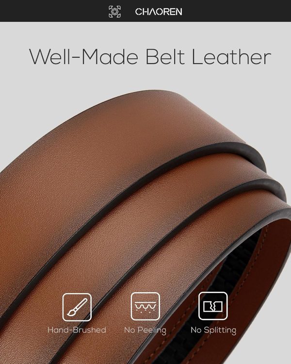 CHAOREN Automatik Gürtel Herren, Ledergürtel Ratsche für Herren Business Anzug, 35mm Breit Gürtel, Größe Angepasst 4