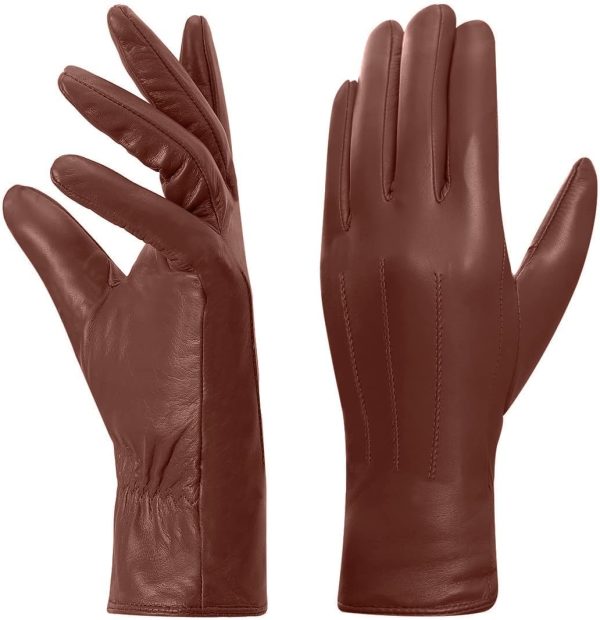 Harssidanzar Lederhandschuhe für Damen, Winter Warm Fleecefutter Touchscreen Vintage Finished GL018EU 1