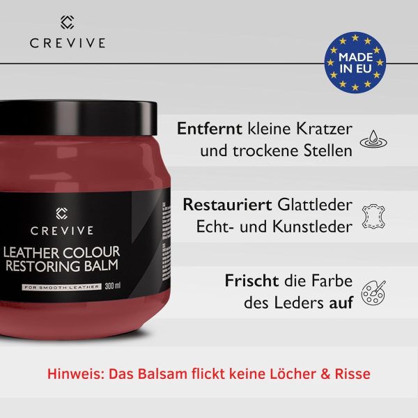 CREVIVE Leder Reparatur Set Cognac 300 ml - Lederpflege Auto - Lederreparatur Sofa - Autositz Reparatur 2