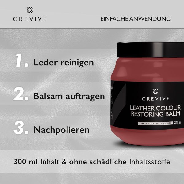 CREVIVE Leder Reparatur Set Cognac 300 ml - Lederpflege Auto - Lederreparatur Sofa - Autositz Reparatur 4