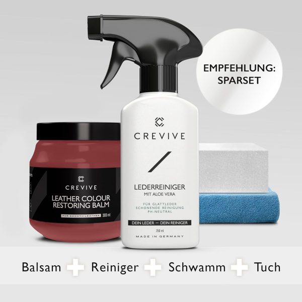 CREVIVE Leder Reparatur Set Cognac 300 ml - Lederpflege Auto - Lederreparatur Sofa - Autositz Reparatur 6
