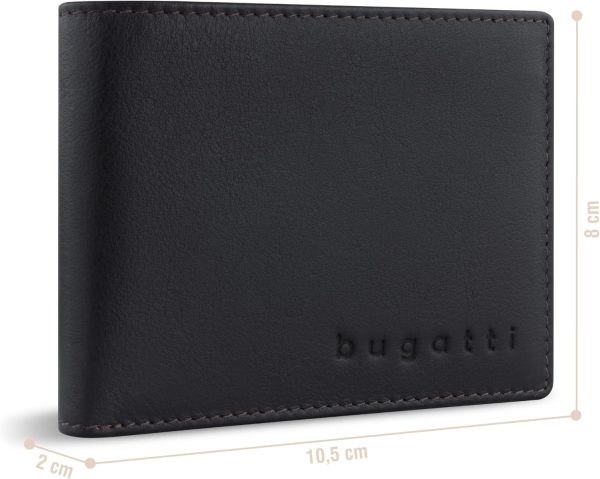bugatti Lima Mini Geldbörse für Herren aus Leder, kleines Portemonnaie Querformat, Braun 2