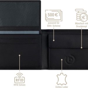 bugatti Lima Mini Geldbörse für Herren aus Leder, kleines Portemonnaie Querformat, Braun 11