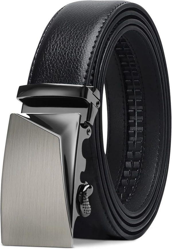 LAKIDAY Gürtel Herren, Ratsche Automatikschließe Gürtel für Herren Business Anzug, Ledergürtel, 35mm Gürtel, Größe Einstellbar 1