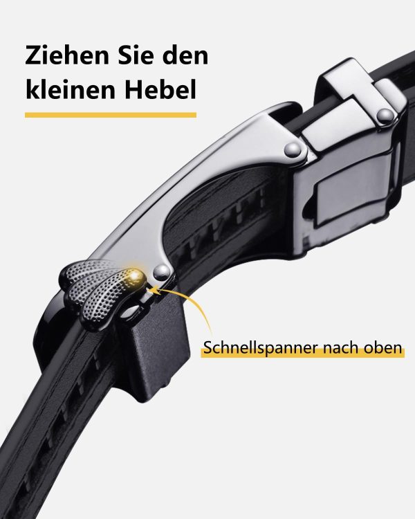 LAKIDAY Gürtel Herren, Ratsche Automatikschließe Gürtel für Herren Business Anzug, Ledergürtel, 35mm Gürtel, Größe Einstellbar 2