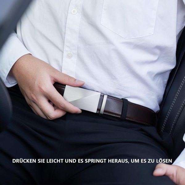 LAKIDAY Gürtel Herren, Ratsche Automatikschließe Gürtel für Herren Business Anzug, Ledergürtel, 35mm Gürtel, Größe Einstellbar 6
