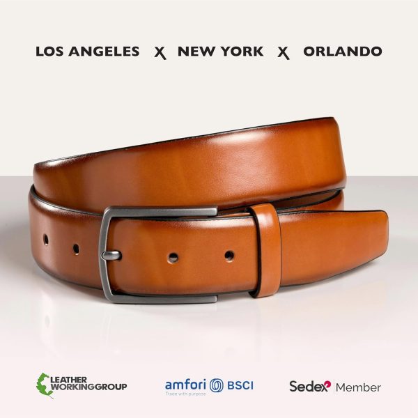 FENIX NEW YORK Gürtel Herren in verschiedenen Farben, Größe 80 cm bis 125 cm, nickelfreie Schnalle 35 mm breit, nachhaltiger, kürzbarer & verstellbarer Herrengürtel, perfekt für Anzug & Jeans 2