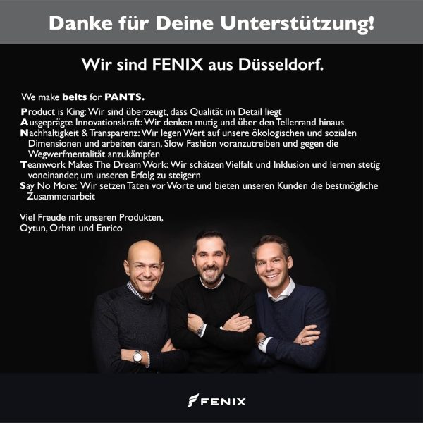 FENIX NEW YORK Gürtel Herren in verschiedenen Farben, Größe 80 cm bis 125 cm, nickelfreie Schnalle 35 mm breit, nachhaltiger, kürzbarer & verstellbarer Herrengürtel, perfekt für Anzug & Jeans 7