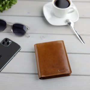 bugatti Savona Geldbörse aus vegetabilem Büffelleder, RFID-Portemonnaie Hochformat, Leder-Wallet für Herren, Cognac 15