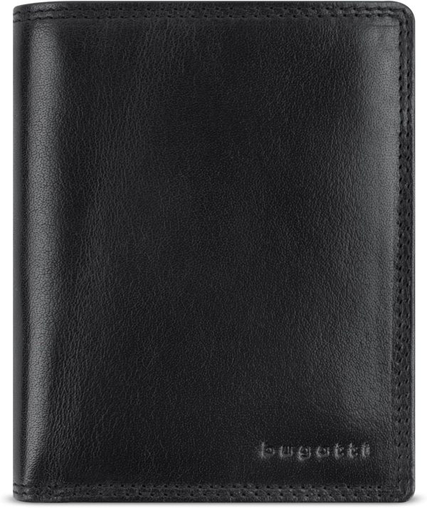 bugatti Savona Geldbörse aus vegetabilem Büffelleder, RFID-Portemonnaie Hochformat, Leder-Wallet für Herren, schwarz 1