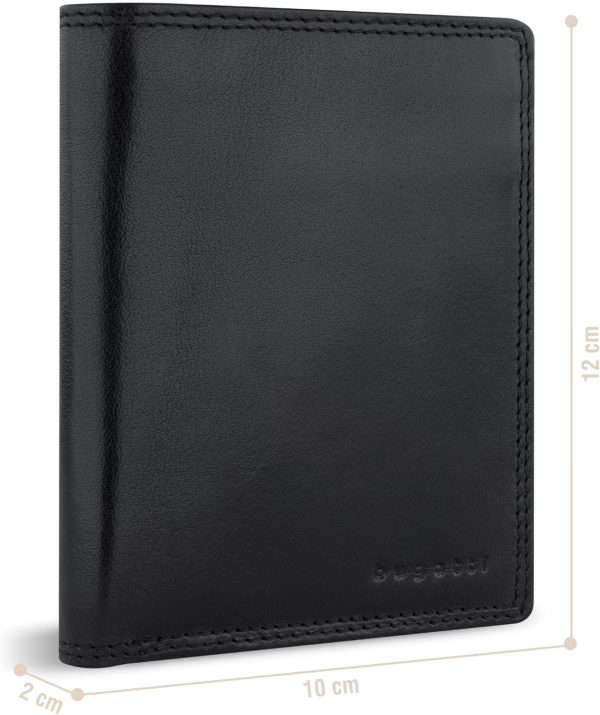 bugatti Savona Geldbörse aus vegetabilem Büffelleder, RFID-Portemonnaie Hochformat, Leder-Wallet für Herren, schwarz 2
