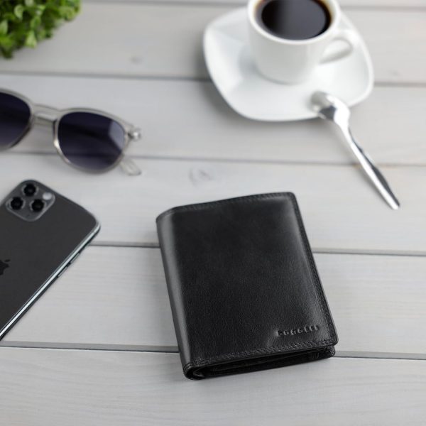 bugatti Savona Geldbörse aus vegetabilem Büffelleder, RFID-Portemonnaie Hochformat, Leder-Wallet für Herren, schwarz 6