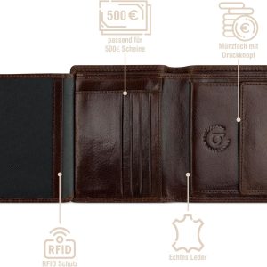 bugatti Savona Geldbörse aus vegetabilem Büffelleder, RFID-Portemonnaie Hochformat, Leder-Wallet für Herren, braun 11