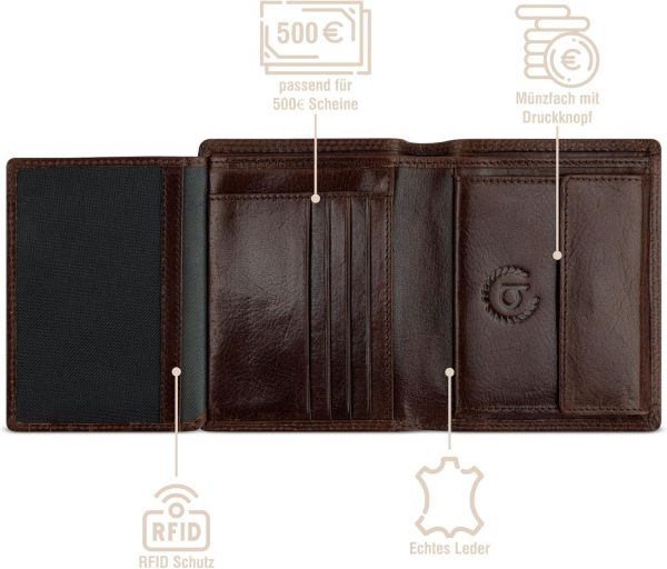 bugatti Savona Geldbörse aus vegetabilem Büffelleder, RFID-Portemonnaie Hochformat, Leder-Wallet für Herren, braun 4