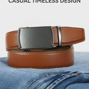 CHAOREN Gürtel Herren, Automatik Ledergürtel Herren Ratsche für Herren Business Anzug, 35mm Gürtel ohne Löcher, Größe Angepasst 10
