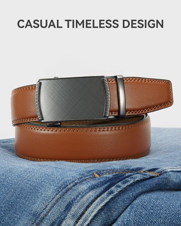 CHAOREN Gürtel Herren, Automatik Ledergürtel Herren Ratsche für Herren Business Anzug, 35mm Gürtel ohne Löcher, Größe Angepasst 4