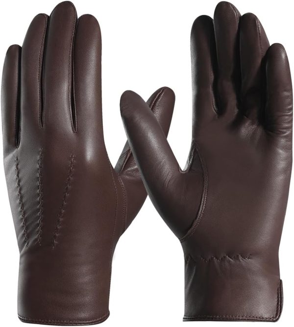 Harssidanzar Herren Lederhandschuhe Handschuhe Herren Leder Komfort Kaschmir Gefüttert GMEU006 1