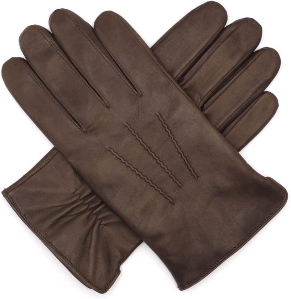 Harssidanzar Herren Lederhandschuhe Handschuhe Herren Leder Komfort Kaschmir Gefüttert GMEU006 3