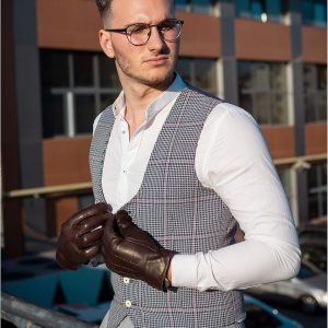 Harssidanzar Herren Lederhandschuhe Handschuhe Herren Leder Komfort Kaschmir Gefüttert GMEU006 17